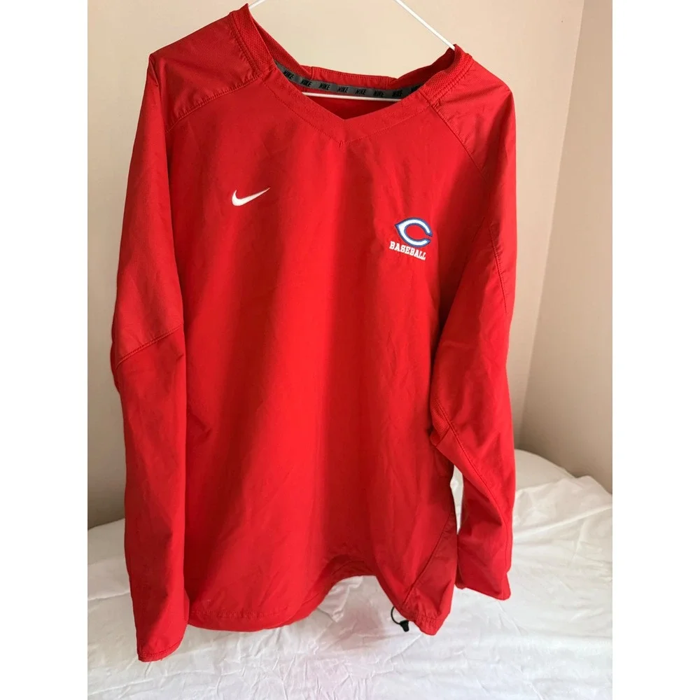 Nike Cincinnati reds Baseball Dri-FIT Red Windshirt Pullover V-Neck Mens XL
